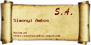 Simonyi Ambos névjegykártya